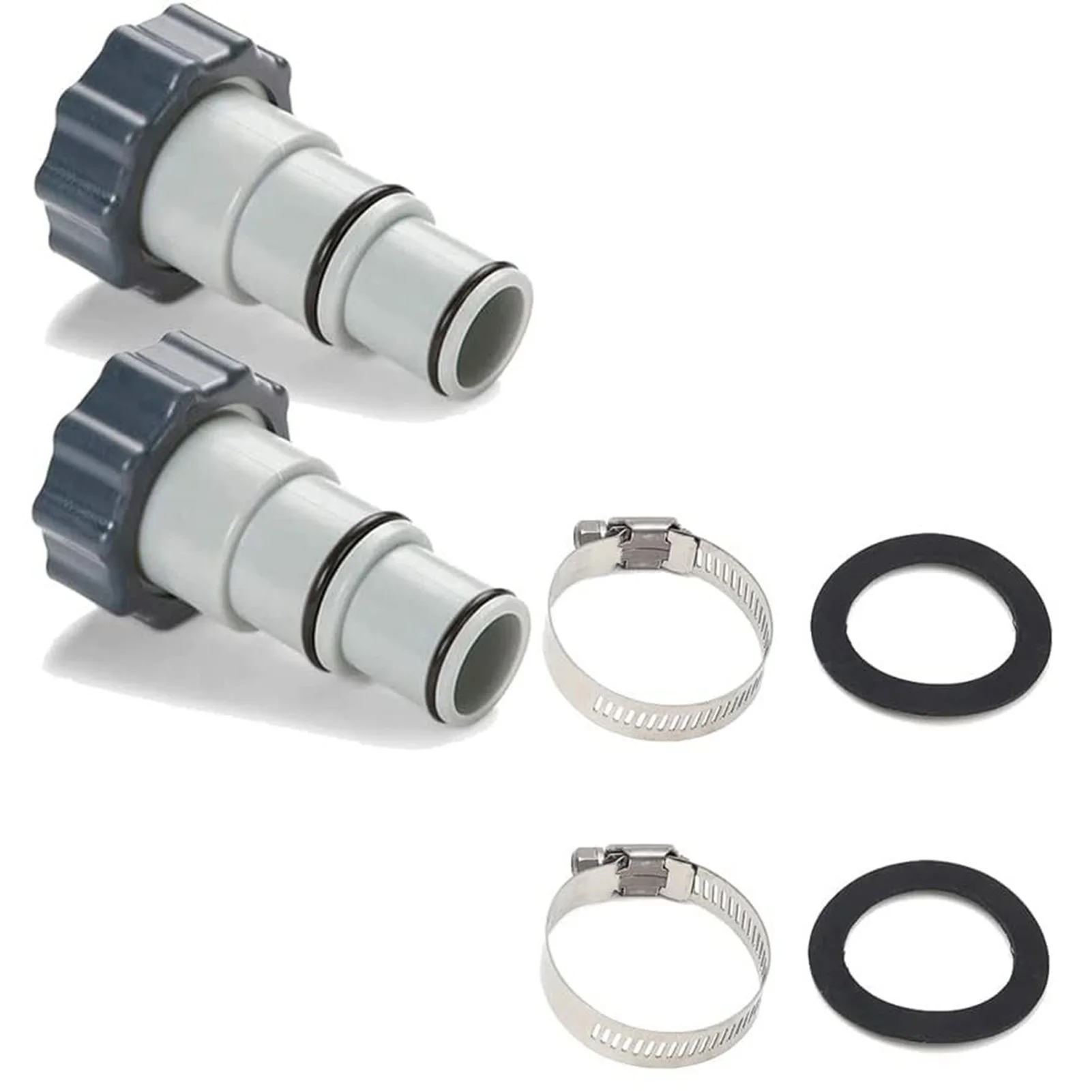 

Pool Hose Adapter Clamps Kit Easy Installation Pool Hose Adapter with O- for Intex Threaded Connection Pumps