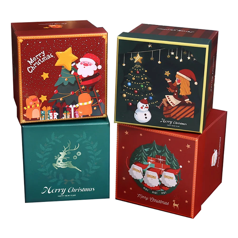

4pcs Christmas Eve Candy Boxes Chocolate Cases Apple Boxes for Party Festival