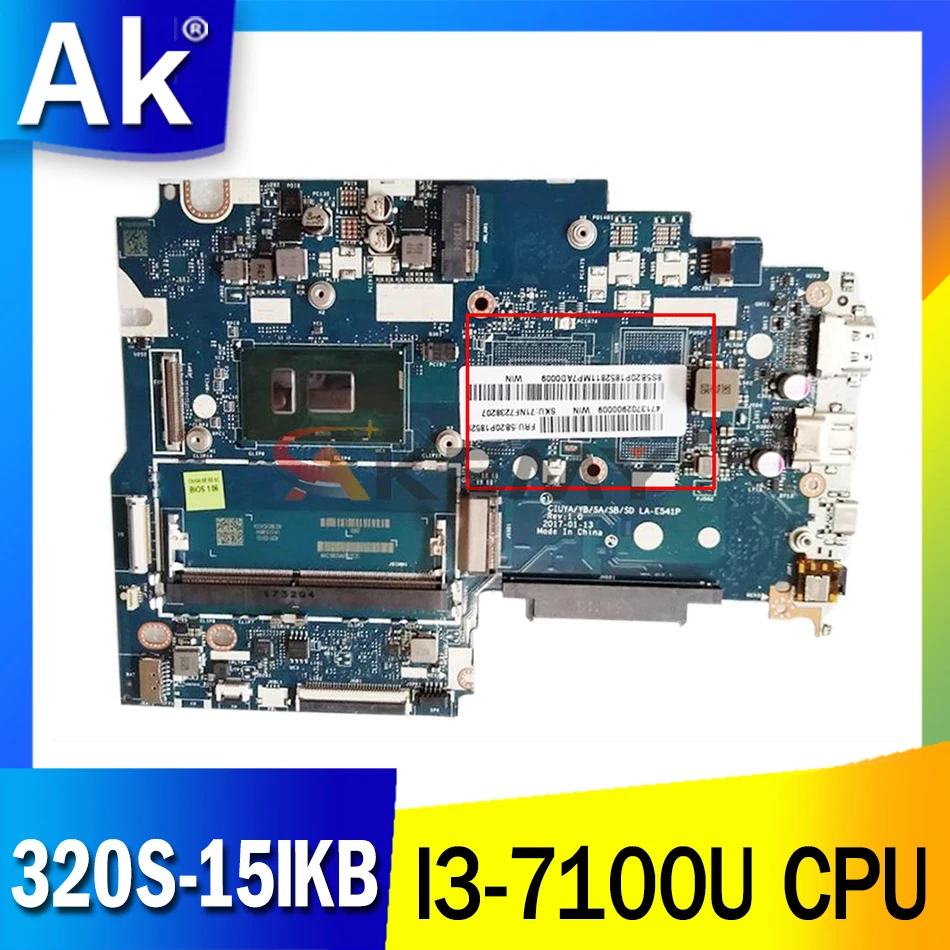 

LA-E541P original mainboard for Lenovo Ideapad 320S-15IKB Flex5-1570 UMA with I3-7100U Laptop motherboard