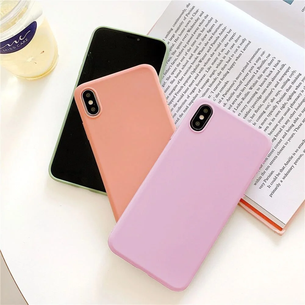 

NEW HSYK Plain Colored For iPhone 6 6S 7 8 Plus X XS XR XsMax SE 2020 11 12 13 Pro Max Soft Matted Case