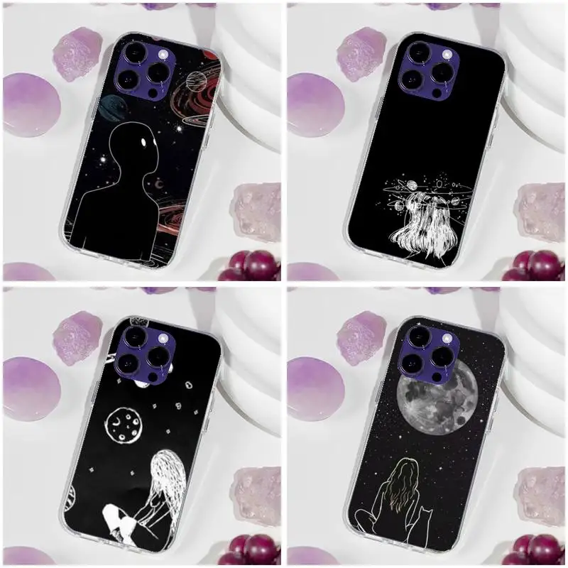 

Whimsy Silhouette Phone Case For Iphone 11 12 13 14 Pro Max 7 8 Plus X Xr Xs Max Se 2020 Mini Transparent Case