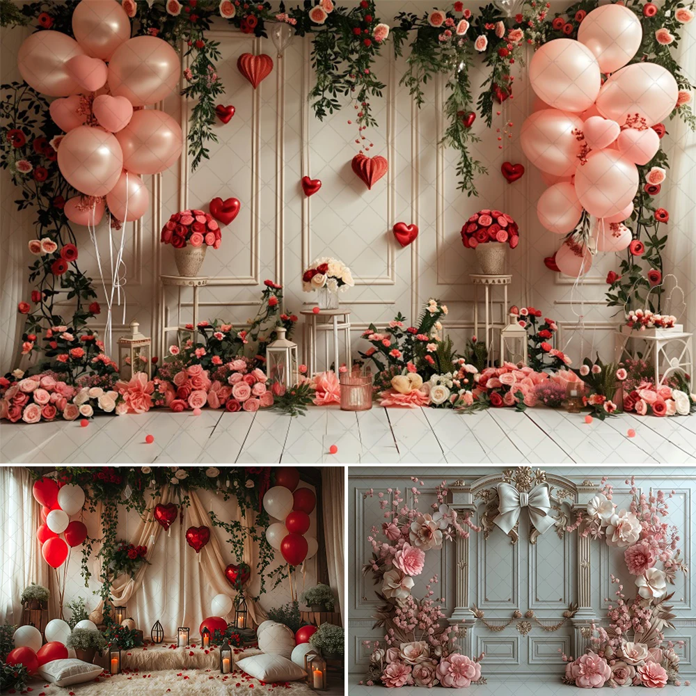 Фон для фотосъемки ко Дню святого Валентина розовый красный сердце любви