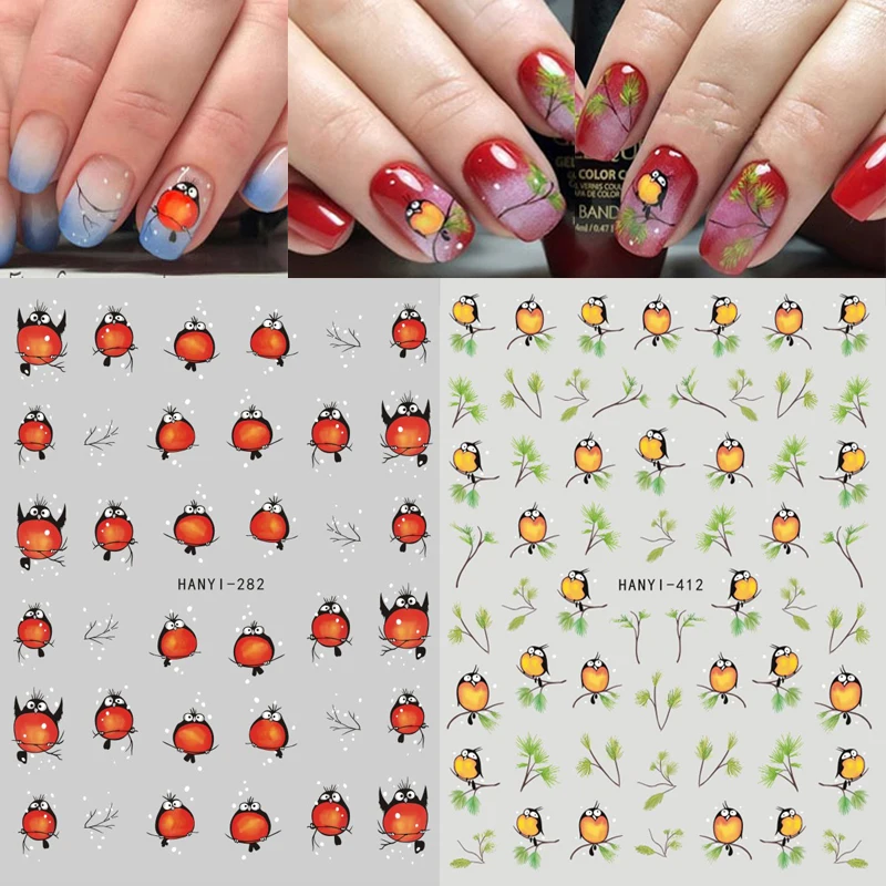 

Back Glue Stickers Cute Birds Nail Decals Decoration For Nail Art Manicure Beauty
