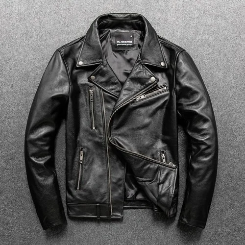 

Куртка мужская из натуральной воловьей кожи, Байкерский мотоциклетный пиджак, верхняя одежда, большие размеры, осень 2023