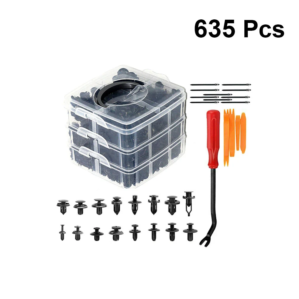 

1 Set/635 Pcs Car Rivet Fastener Retainer Push Pin Body Bumper Rivet Trim Moulding Retainer Clip Accessories Kit with