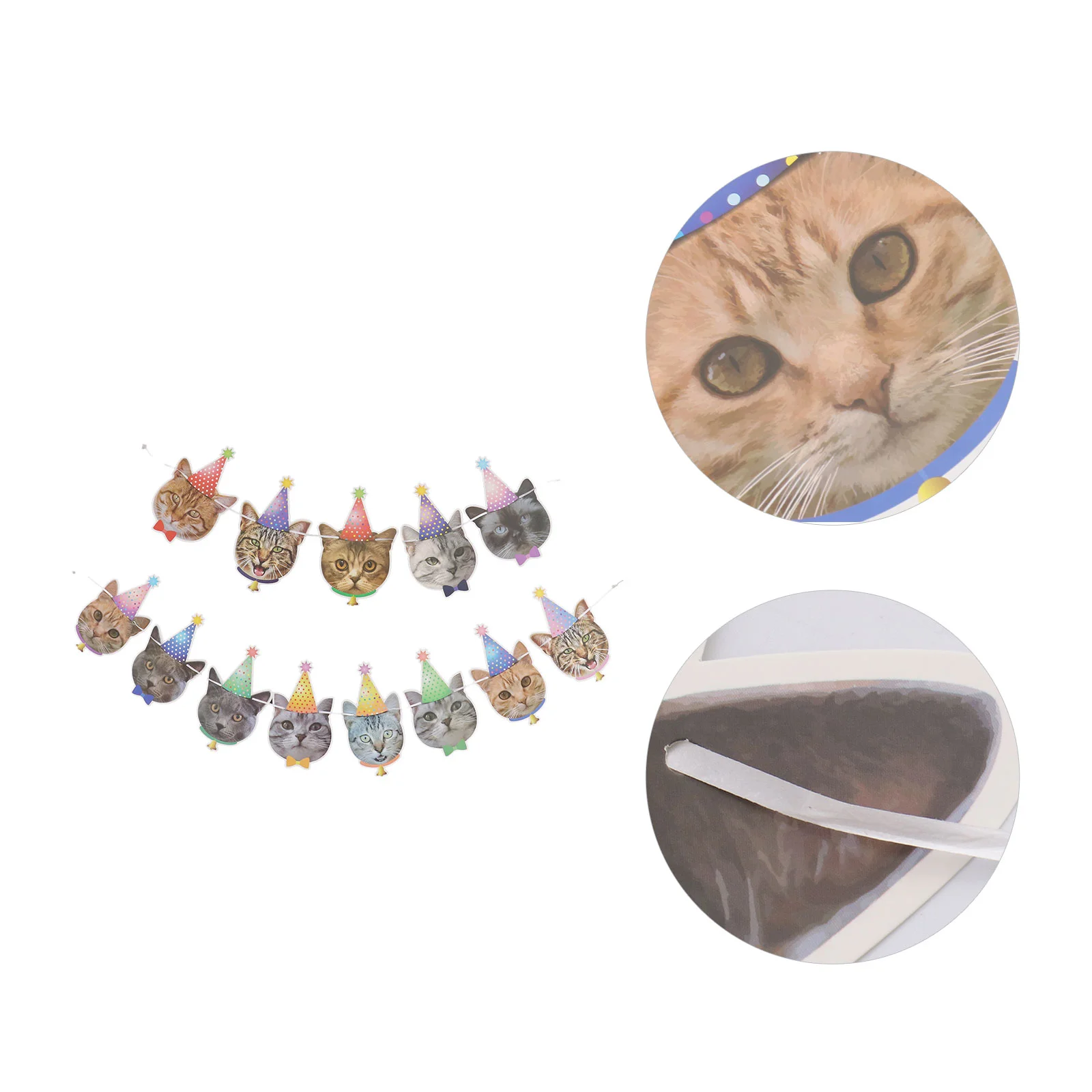 

Cat Face Pattern Banners Decorative Bunting Banner Creative Pull Flag Pet Birthday Party Supplies for Pet Home