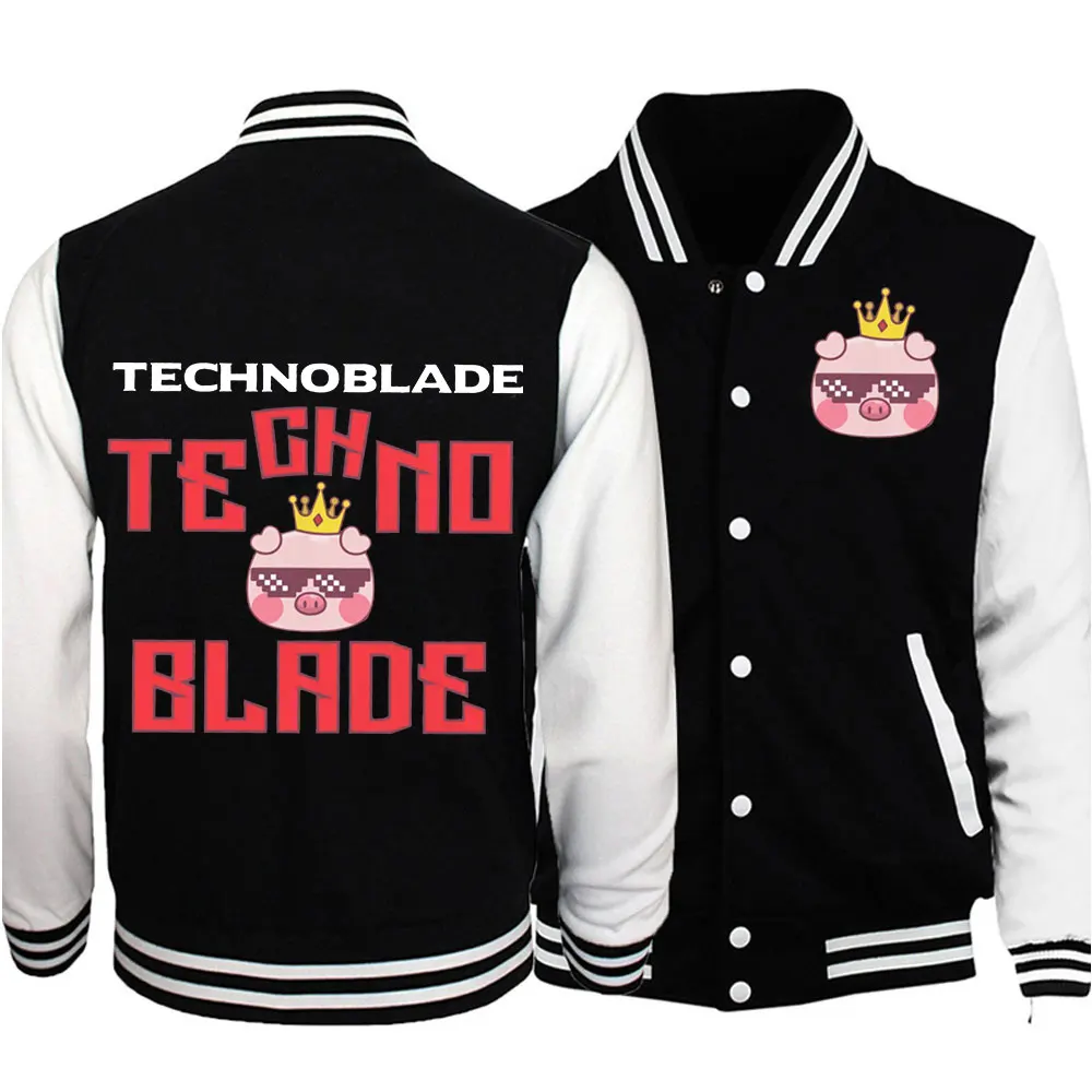 

Technoblade Merch 2D Game Print Baseball Uniform Oversized Bomber Jackets Men Women Casual Cardigan Outerwear Coats Streetwear
