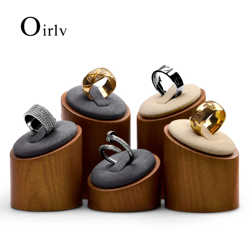 Oirlv 3 шт./компл. подставка для колец из массива дерева с микрофиброй стойка