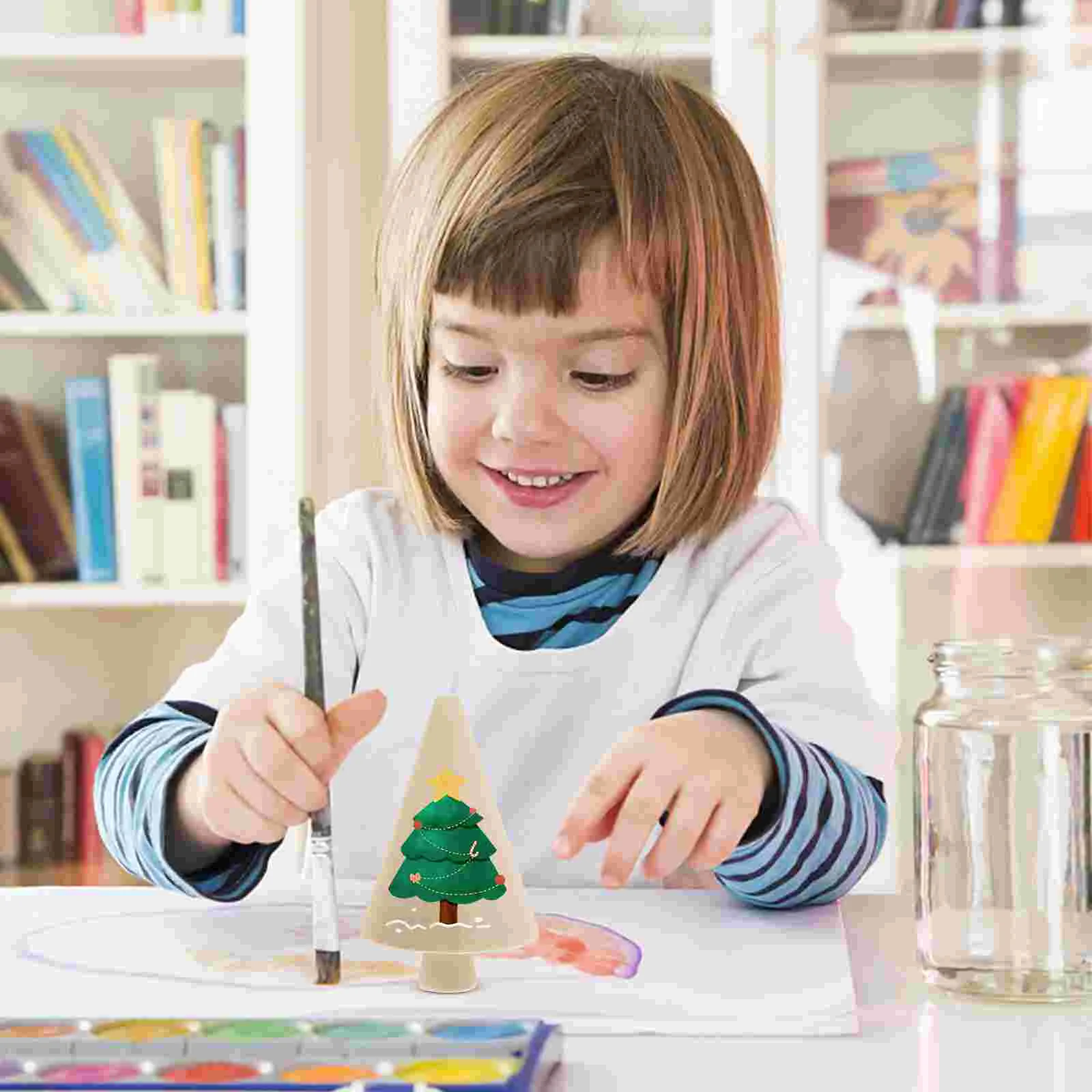 

10 Pcs DIY Simulated Ornament Small Tree Painting Wooden Crafts Party Craftsations Paintable Figurines