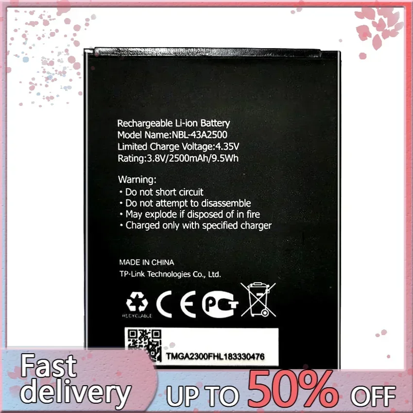 Фото Аккумулятор 3,8 В 2500 мАч NBL-43A2500 для TP-Link Neffos C7s TP7051A TP7051C Batterij №1