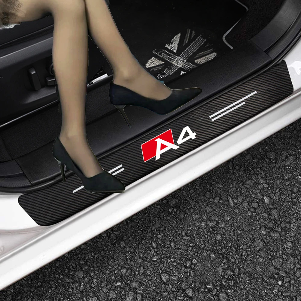 

4pcs Car Carbon Fiber Sticker Auto Door Sill Protector Stickers for Audi A3 A4 A5 A6 A7 A8 Q3 Q5 Q7 Q8 TT S Line Car Accessories