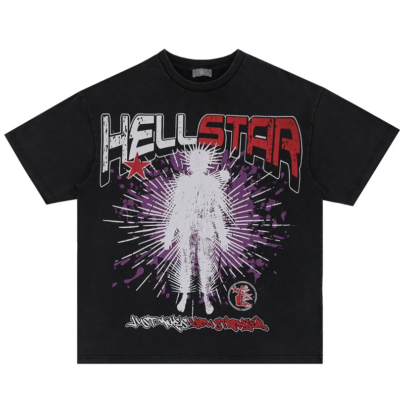 

Hellstar New Spring And Summer Abstract Printed Cotton High-Quality Loose Short-Sleeved T-Shirt