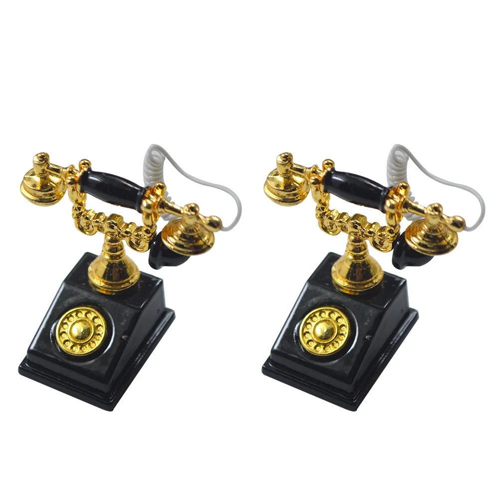 

Telephone Mini Model House Decoration Miniature Retro Vintagedecor Dollhome Rotary Toy Decorative Prop Ornament Simulated Scene