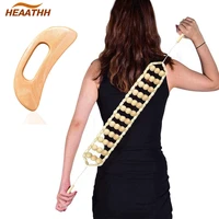 handmade wood back massage roller rope and wooden gua sha massage board wood therapy massager for muscles relax body sculpting