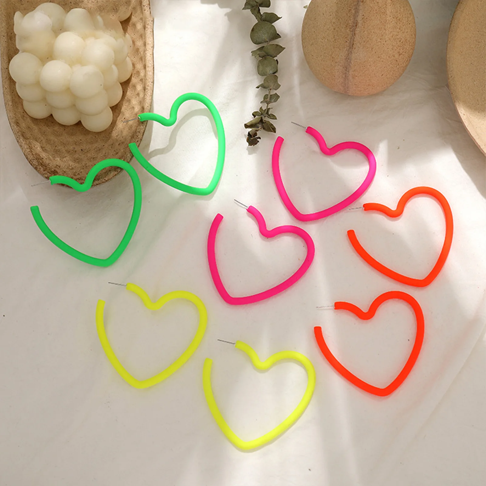 

Rainbow Color Simple Hoop Earring For Women Fashion Exaggerate Heart Earrings Geometric Hoops Statement Earring Wholesale