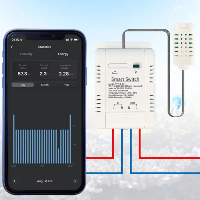 

Tuya WiFi RF 433MHz Temperature And Humidity Sensor AC 85-255V 220V Automation Smart Switch Work With Alexa Google Home