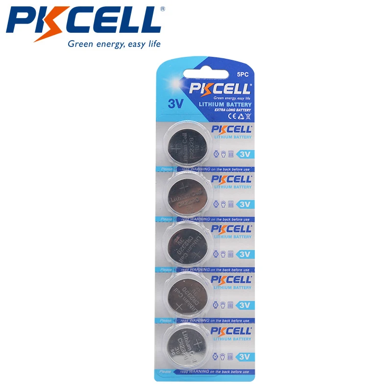 

5 шт., Литиевые кнопочные батарейки PKCELL CR2320 DL2320, 3 в, 130 мАч