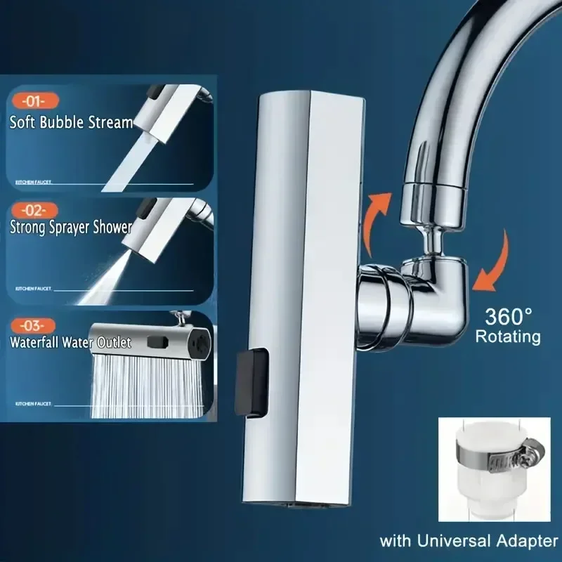 3-скоростной многофункциональный водопадный смеситель для раковины и