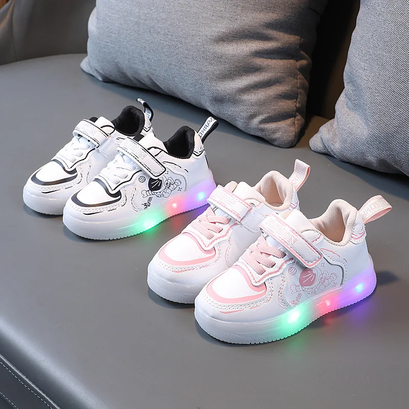 New Cartoon Pilot LED Lighted Children Casual Shoes Classic Sports Kids Sneakers Hot Sales Girls Boys Shoes Toddlers Tennis