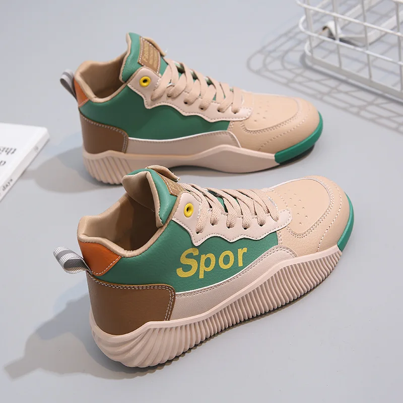 Women Sport Shoes Woman Fashion Sneakers High-top Matching Lace-up Flat Shoes Casual Loafers Vulcanized Shoes Spring Autumn New