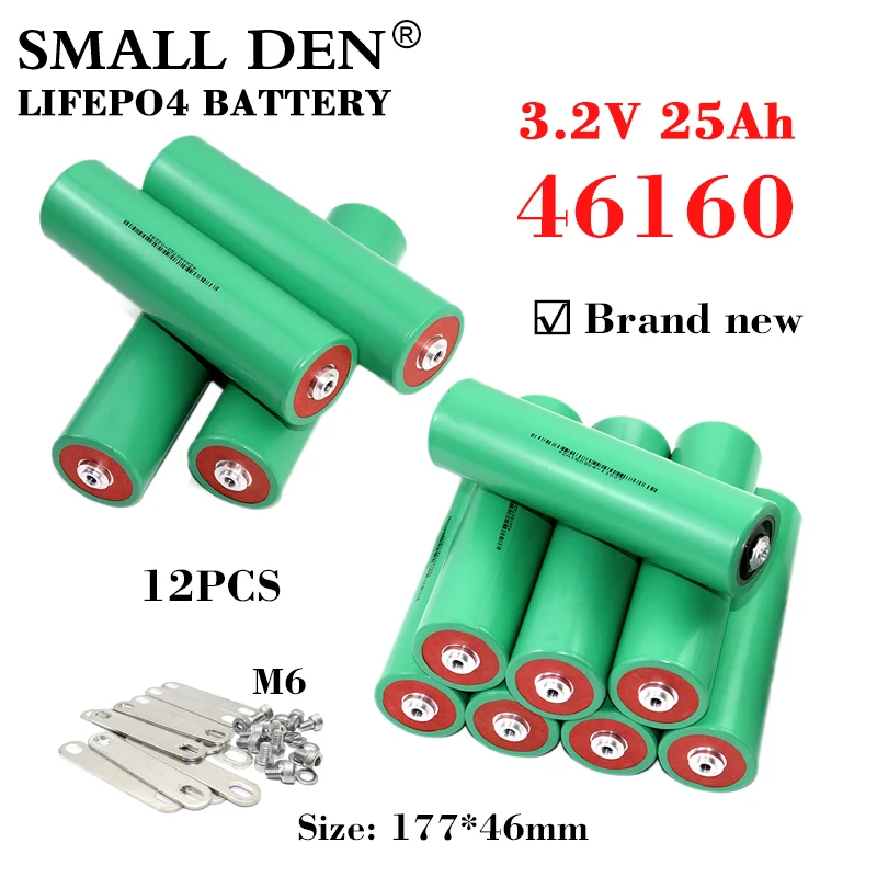 

12 шт. Новинка 46160 3,2 в 25 Ач Lifepo4 батарея 5C Высокая мощность diy12v 24 в электрический велосипед скутер гольф-кар Солнечный RV аккумуляторная батаре...