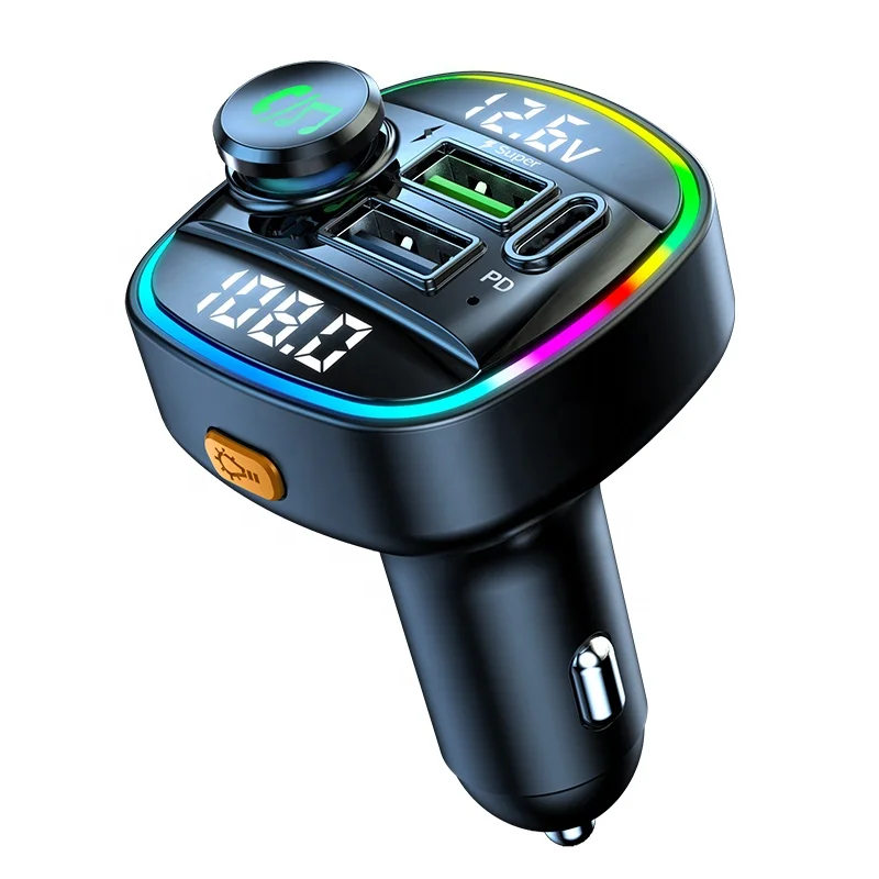 

C22 Fm Transmitter Car Bluetooth 5.0 Car Charger Qc3.0 PD20W Fast Charging Mp3 Player New Dual Display Voltage Detection