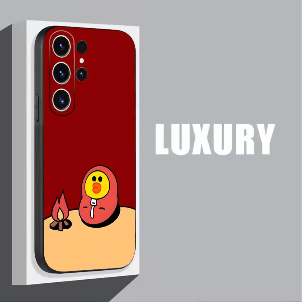 Фото Чехол для телефона LINE FRIENDS CUTE ANIMAL для Samsung Galaxy S26 S25 S24 S23 S22 S21 Plus Ultra Note20, мягкий, черный №3