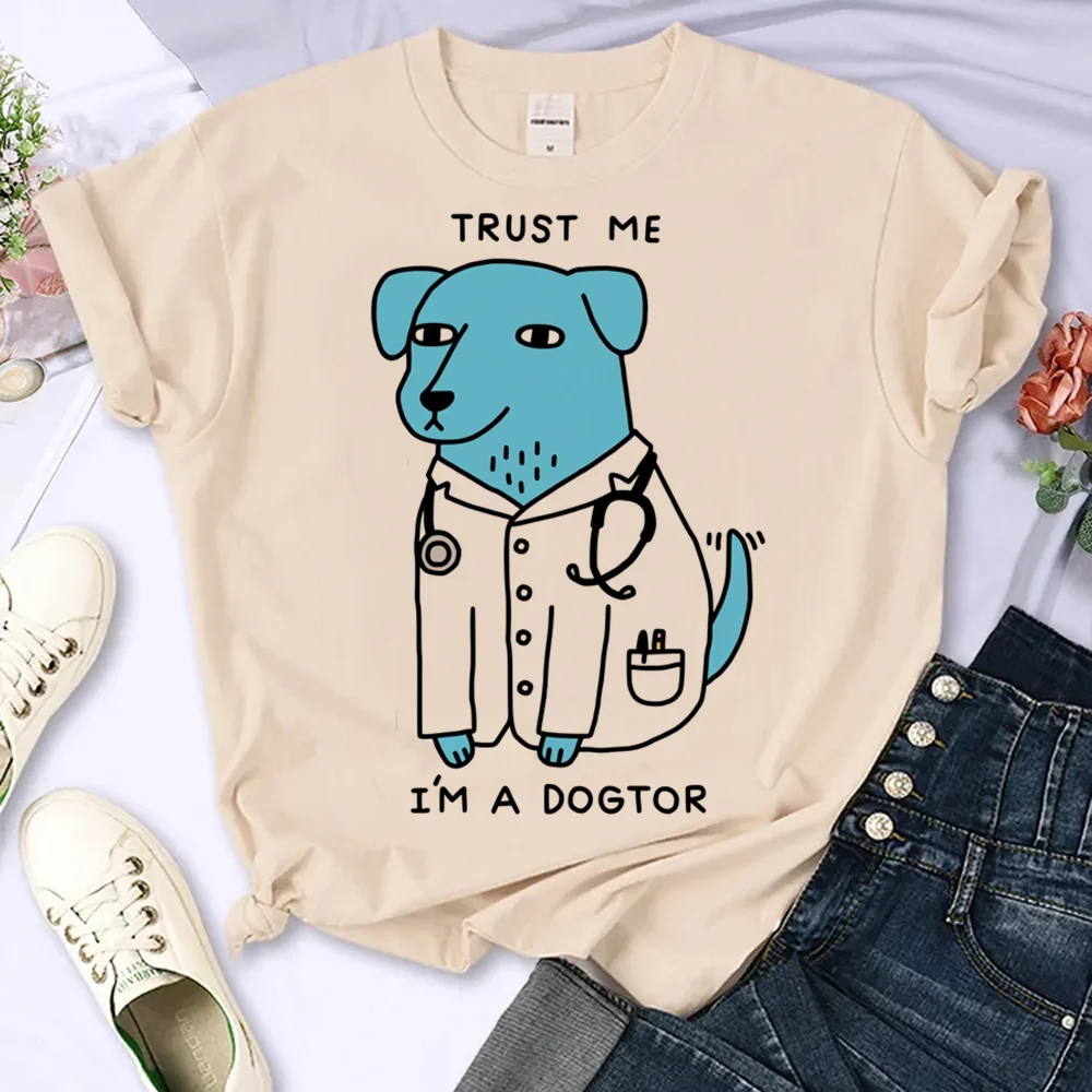 

Классическая футболка Dogtor, Женская аниме футболка, Женская комиксная смешная одежда Манга