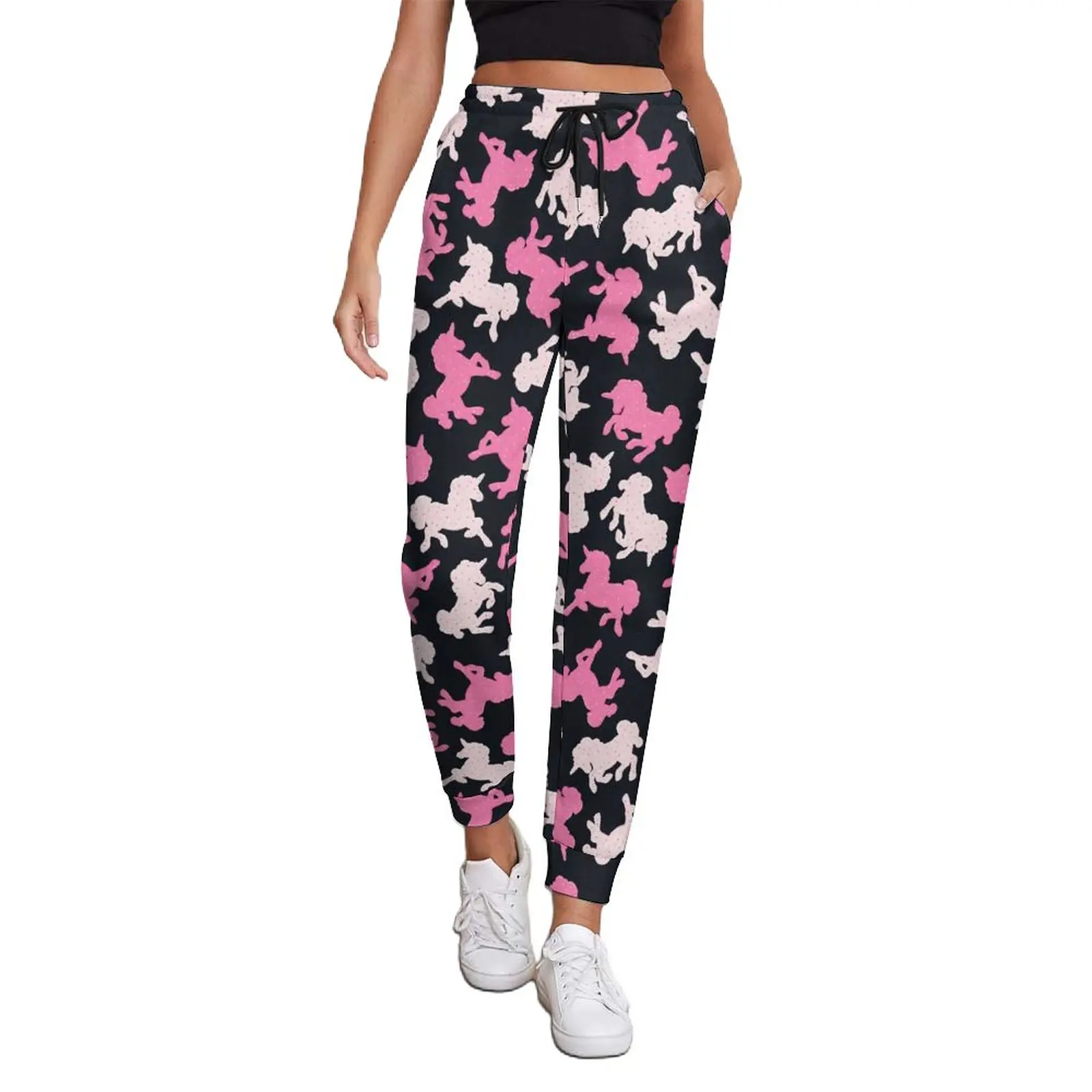 

Frosted Unicorn Pants Womens Cute Pink Animal Print Street Style Sweatpants Spring Kawaii Printed Trousers Big Size 2XL