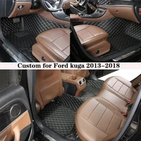 Car Floor Mat For Ford Kuga 2013 2015 2016 2017 2018 Rugs Panel Protective Pad Premium Custom Leather Foot Carpet Accessories
