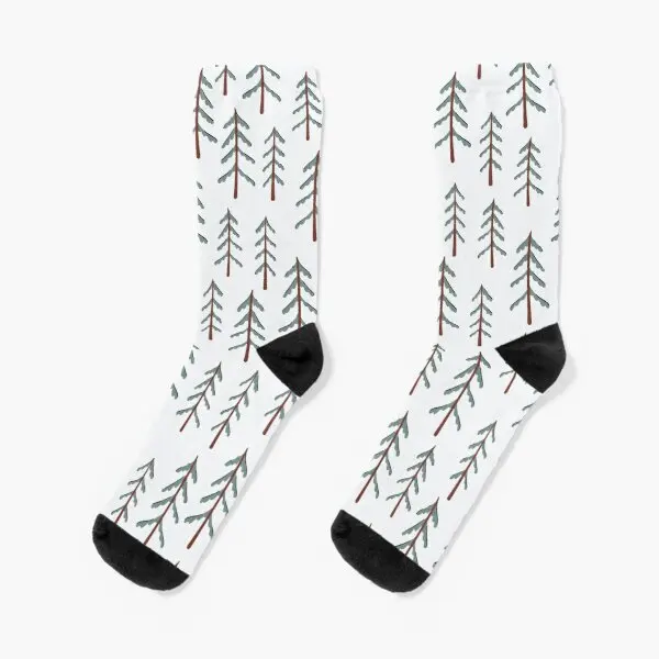 

Fir Tree Doodle Wood Crew Socks Unisex Ladies Cute Mens Comfortable Autumn Sports Winter Short Black Cartoon Cotton Funny Girls