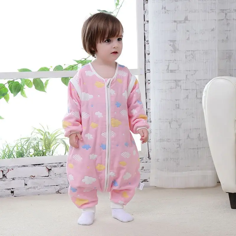 Spring Autumn 6 Layer Gauze Split-leg Sleeping Bag Children Anti-kick Quilt 2 Baby Air-conditioned Room |