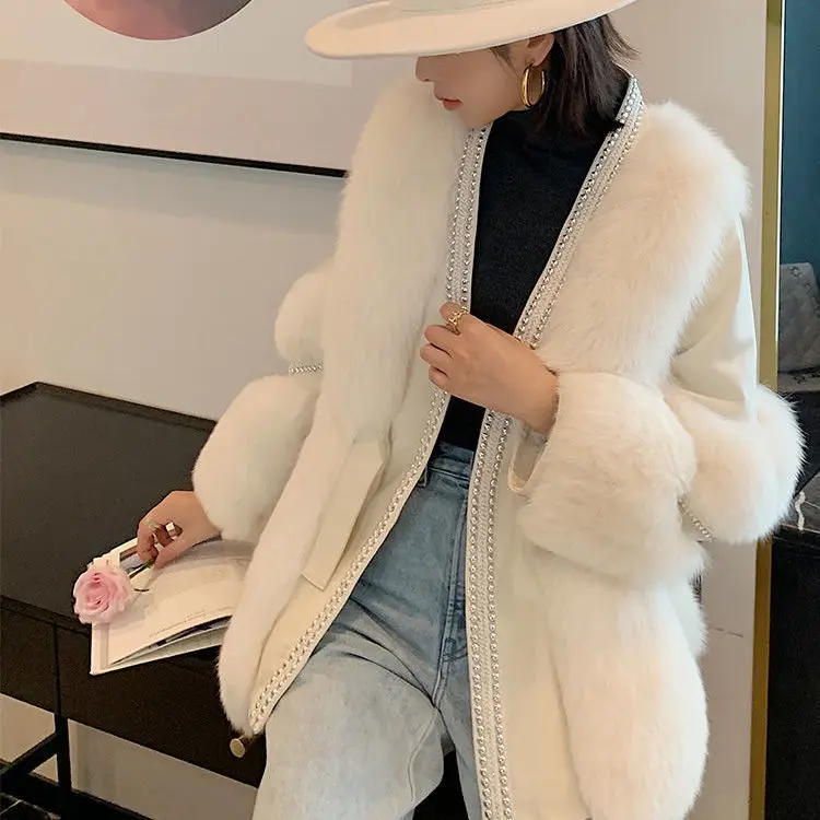 One fur imitation fur coat with small fragrance and long style