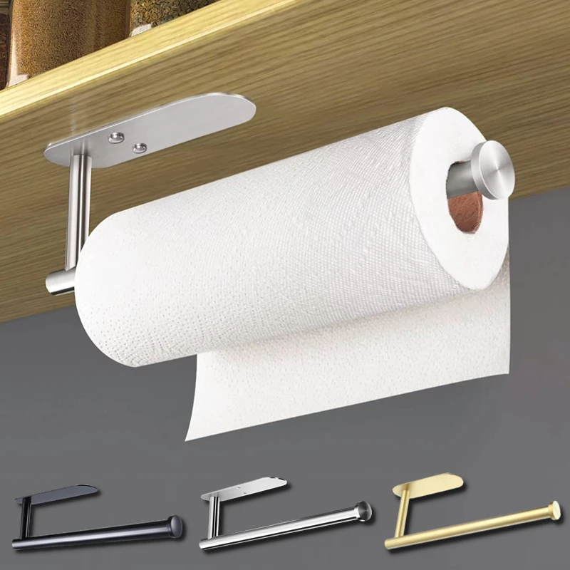 

Adhesive Toilet Paper Holder Kitchen Roll Towel Rack Napkin Dispenser Absorbent Stand Tissue Hanger Stainless Steel Wall Mount