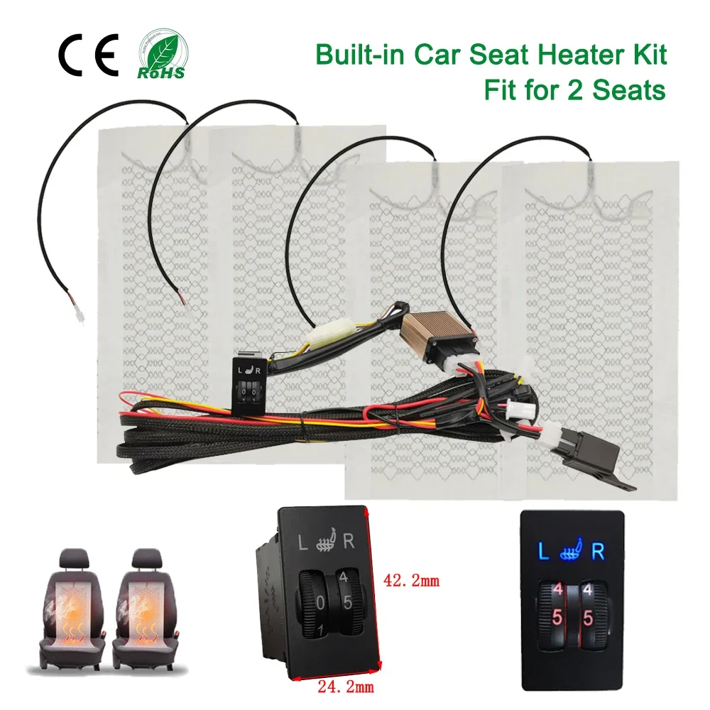 

Новый встроенный комплект обогрева автомобильных сидений, подходит для 2 сидений, универсальные грелки 12 В, 27 Вт, 5-уровневая система двойного переключателя управления для автокресел