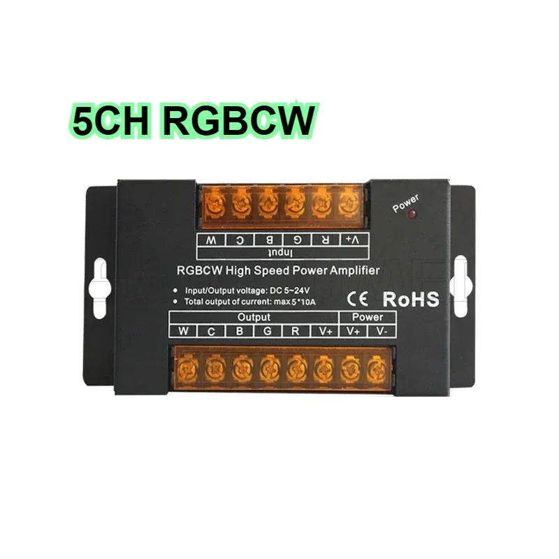 Высокоскоростной усилитель сигнала мощности, 45 каналов для 5050 RGBW RGBCW, светодиодная лента, 51224 В постоянного тока, 4050 А, повторитель данных RGB + CCT (art.: 3920cb657283c) - 3920cb657283c