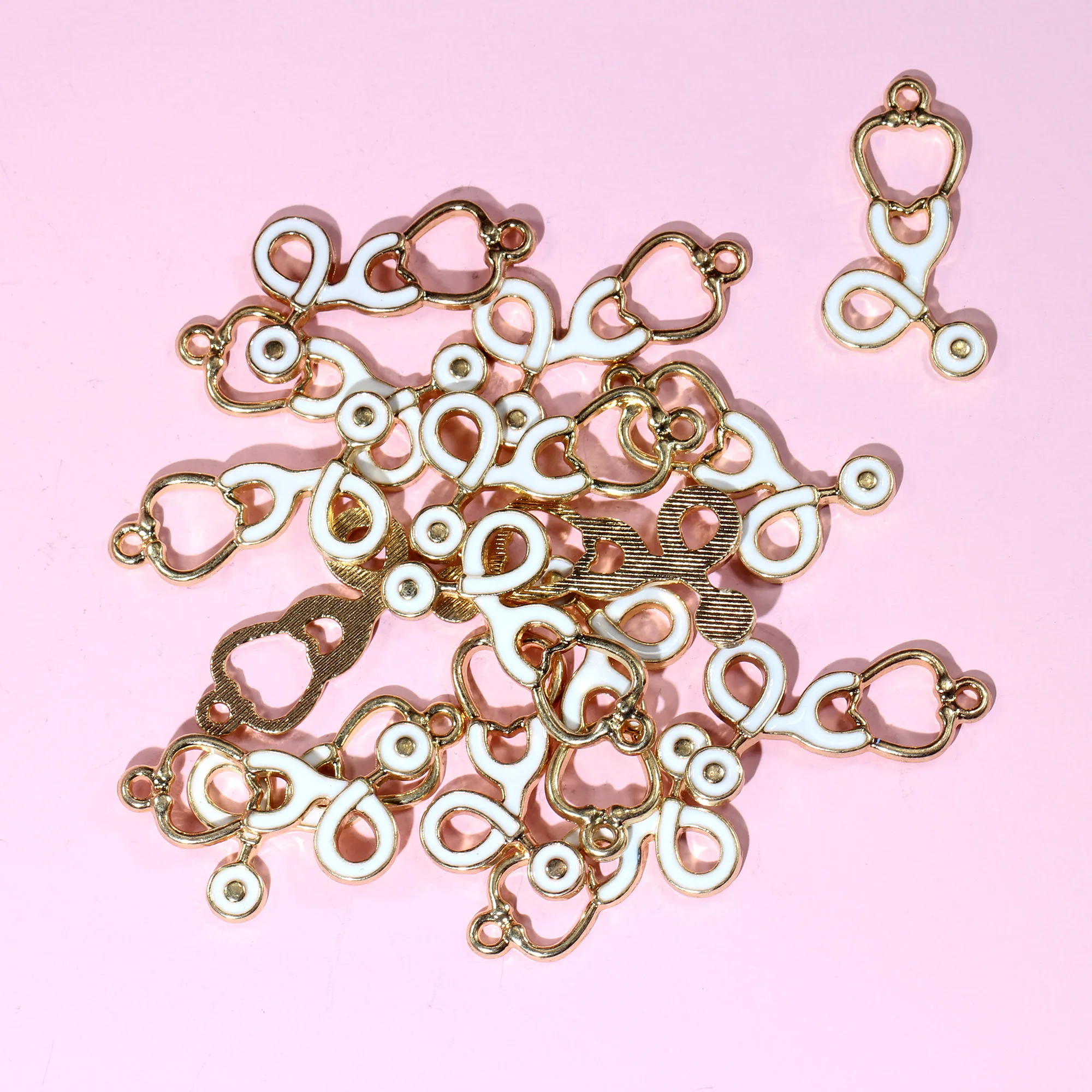 

DIY Enamel White Stethoscope Charms Pendant For Women Gift Keychain Bracelet Necklace Jewelry Making Handmade Craft 10 Pcs
