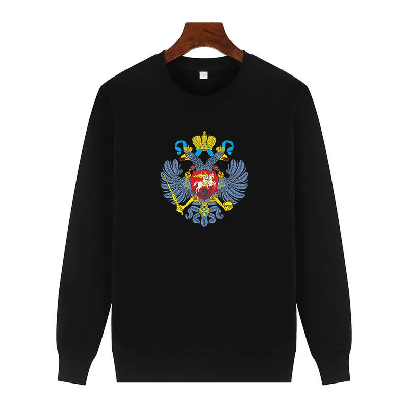 Классическая толстовка с круглым вырезом и бархатной подкладкой российский герб