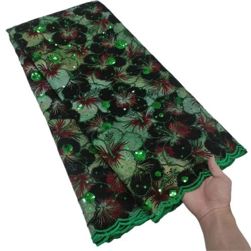 

Белая африканская кружевная ткань 2022 фиолетовая французская зеленая кружевная ткань Свадебные высококачественные блестки сетчатые тюлев...