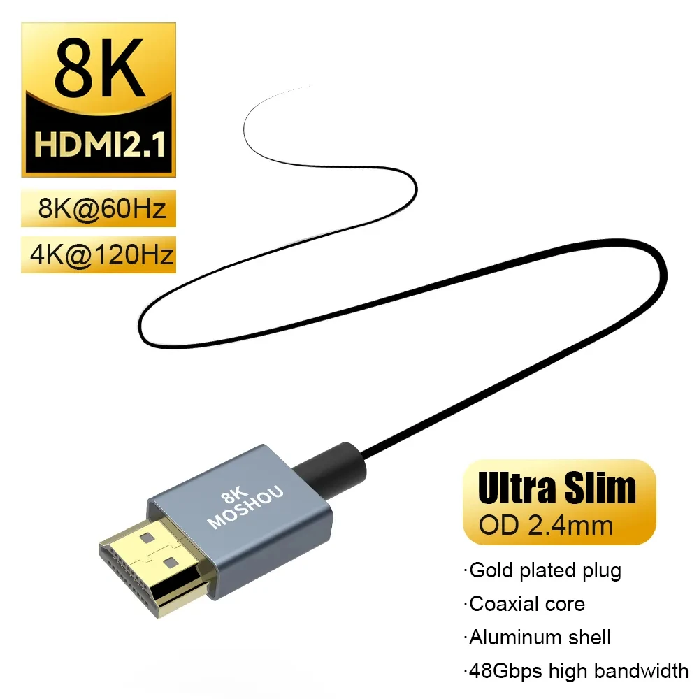 MOSHOU HDMI 2 1 8K 60 Гц ультратонкий гибкий Micro к 4K 120 для камеры Xbox PS5 Samsung QLED TV ноутбука |