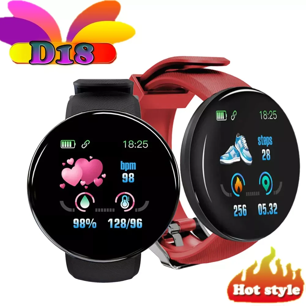 

Newjmt Free Shipping D18 Smart Watch Men Blood Pressure Round Wristwatch Bluetooth Smartwatch Sport Tracker Pedometer Clock Wa