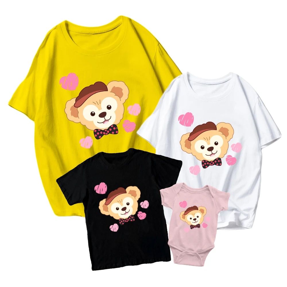 

Disney Leisure Print The Disney Bear Duffy Kids Short Sleeve Baby Girl Boy Baby Romper Family Matching Adult Unisex Trendy Cool