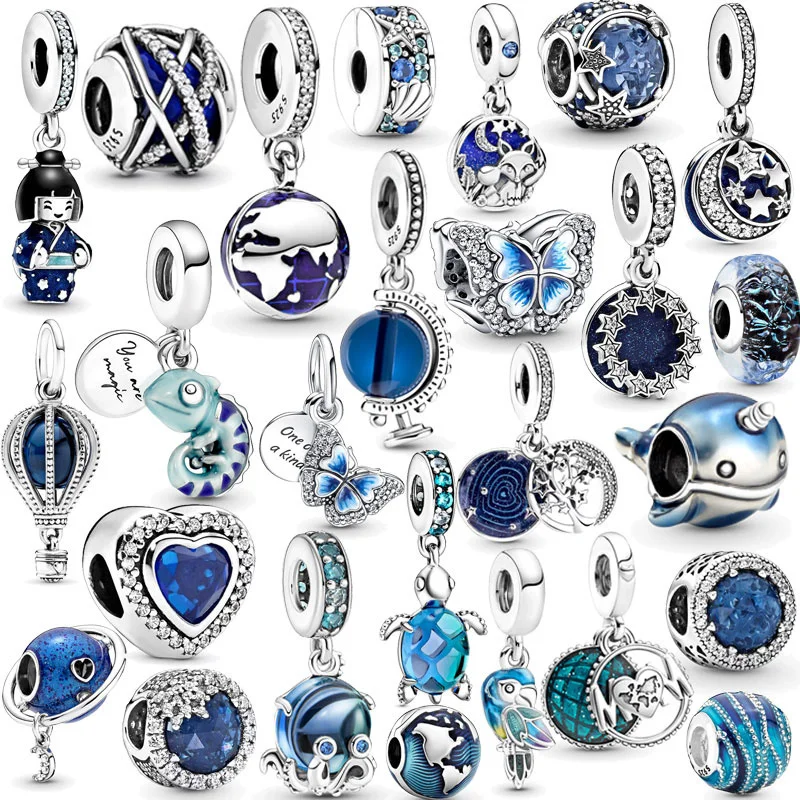 925 Sterling Silver Cute Little Turtle Pendant Charm Blue Ocean Collection Fit Original Pandora Bracelet Women Jewelry Gift