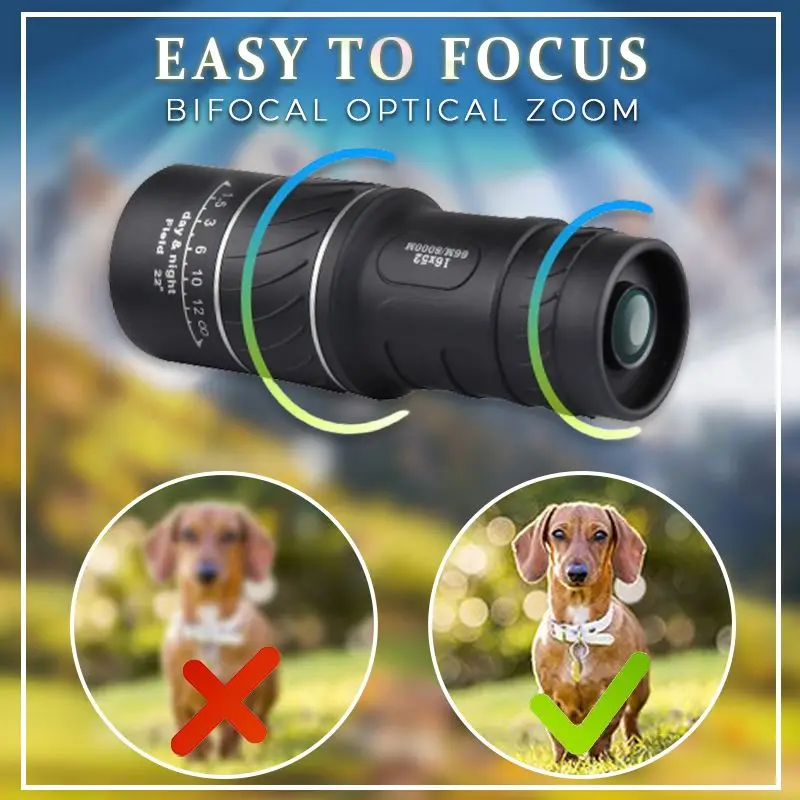 

Powerful Monocular Telescope 16x52 Long range HD Spotting Scope Super Zoom Monocular Optical sight For Camping Fishing