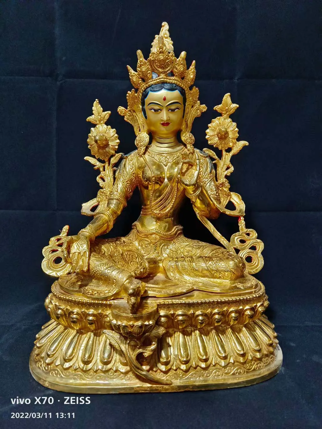 

Wholesale Buddha statue # 45CM large gilding COPPER Green Tara GUAN YIN buddha Tibet temple family Altar efficacious Protection