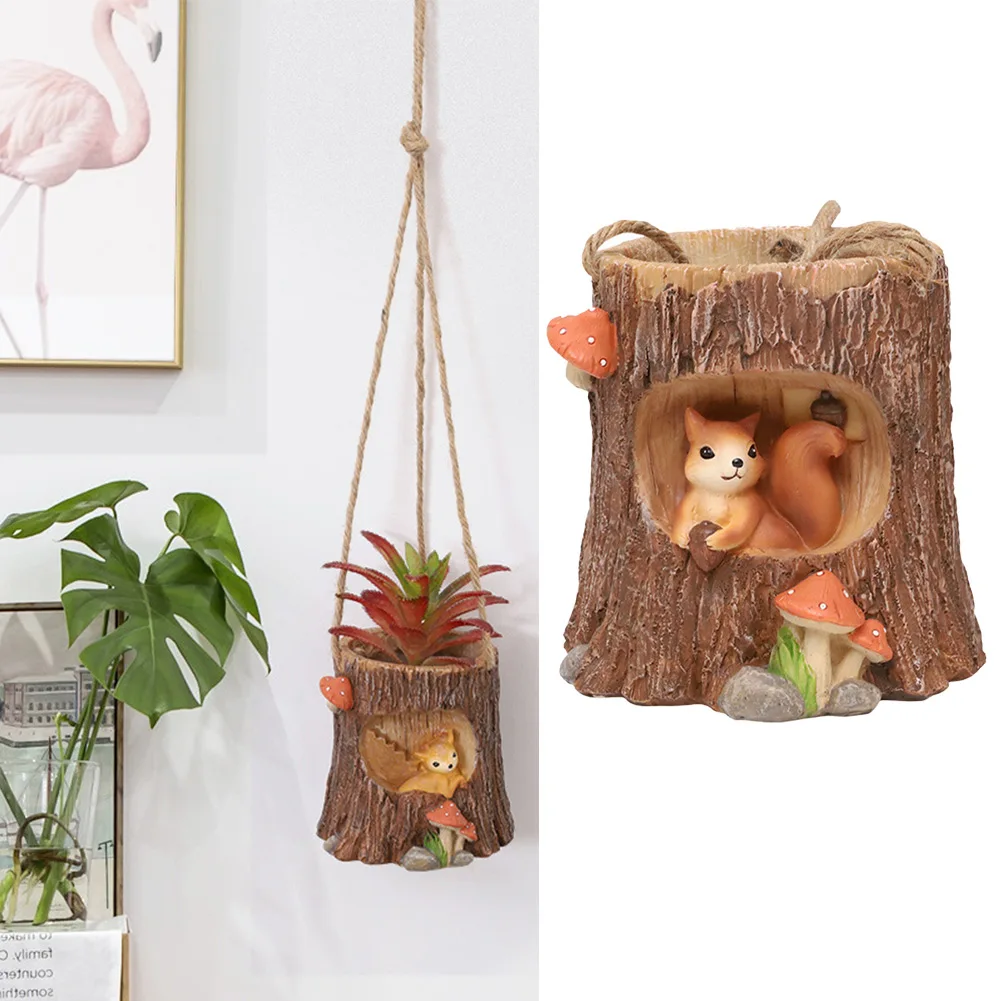 

Cartoon Resin Micro Landscape Swing Hanging Basket Succulent Flower Pot Indoor Outdoor Graden Household Decoration