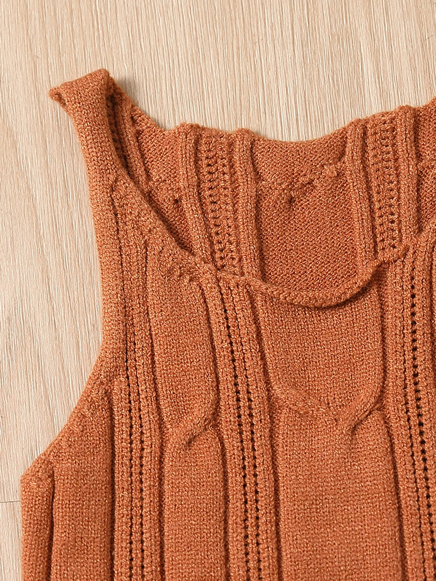 

Gureui Kids Girls Summer 2 Piece Outfits Knit Cable Sweater Tank Tops and Cow Print Elastic Flared Pants Set