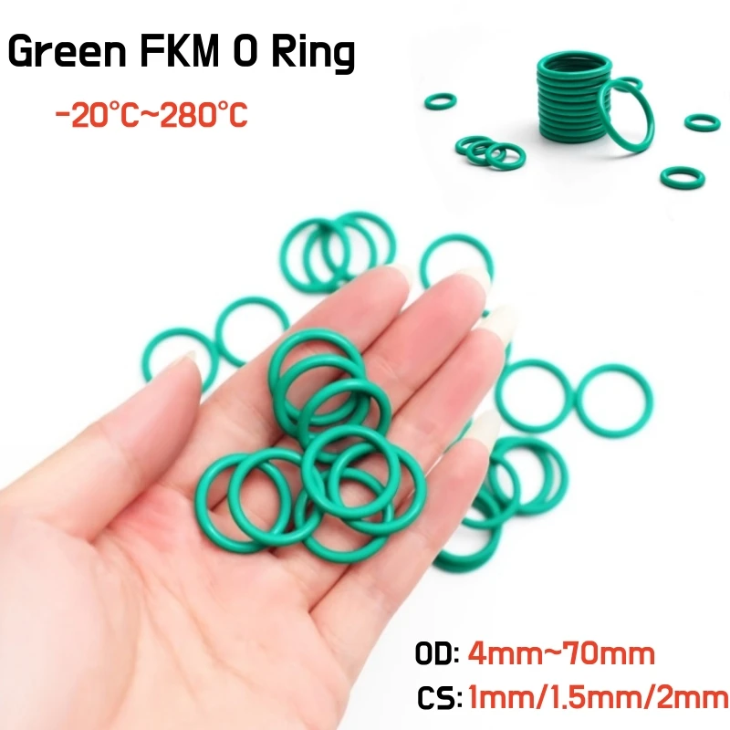 

5 ~ 100 шт., уплотнительное кольцо из фторкаучука, с наружным диаметром 4 ~ 70 мм, толщина CS1/1,5/2 мм, устойчивое к высоким температурам масла и кислоты