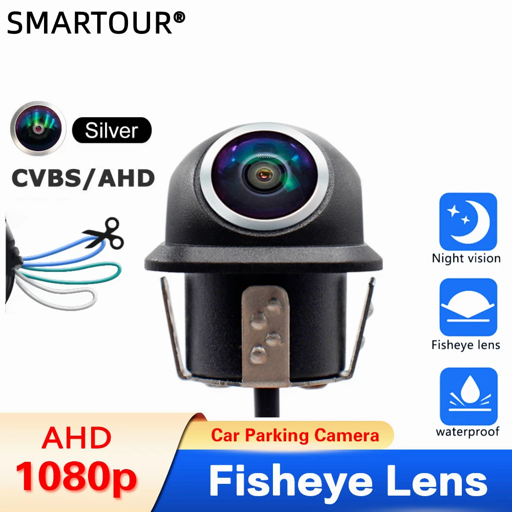 SMARTOUR 4K 180-градусный серебряный объектив рыбий глаз Автомобильная камера заднего