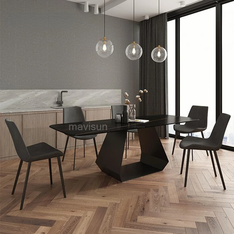 

Итальянский минималистичный стол для рок-доски, обеденный стол, прямоугольный современный высококлассный искусственный роскошный черный ...